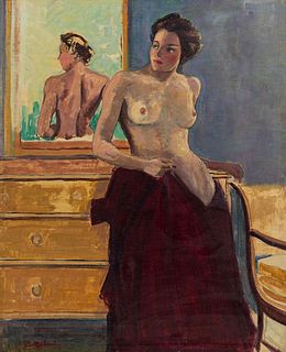 Robert Bartholomew Harsche
(American, 1879-1938)
Untitled (Draped Nude in Front of Mirror)