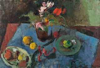 Willy Eisenschitz
(Austrian, 1889-1974)
Untitled (Still Life with Fruit and Flowers), 1957