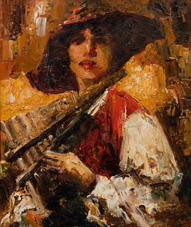Vincenzo Irolli
(Italian, 1860-1949)
Girl with Pan Pipes 