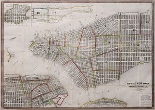 John M. Atwood (Fl. 1840-1865) Map of the City of New York with adjacent cities of Brooklyn and Jersey City and the Village of Williamsburg