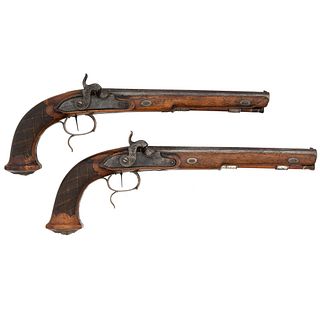 A Pair of Percussion Altered Pistols by Johann Christoph Kuchenreiter