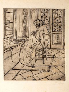 Umberto Boccioni (Reggio Calabria 1982-Verona 1916)  - Mom working in front of the window, 1907