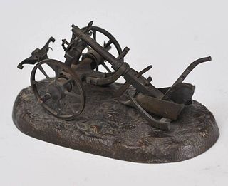 French Bronze Model of a Plow