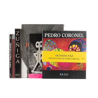 Libros sobre Escultura: Javier Marín, Francisco Zúñiga, Pedro Coronel, Federico Silva. Piezas: 6.