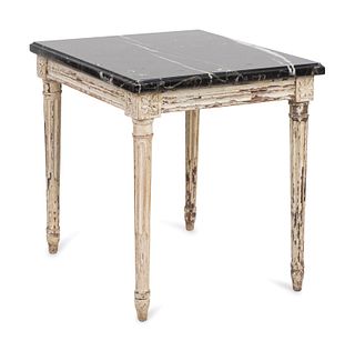 A Louis XVI Style Cream-Painted Low Table
Height 17 x width 19 x depth 16 inches.