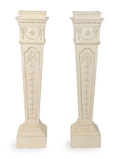 A Pair of George III Later-Painted Pedestals
Height 54 x width 12 1/2 x depth 13 inches.