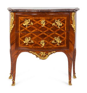 A Louis XV Gilt-Bronze-Mounted Marquetry Petit Commode
Height 22 x length 31 x depth 16 inches.