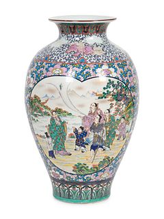A Chinese Famille Rose Porcelain Ovoid Vase
Height 25 x diameter 16 inches.