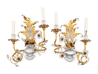 A Pair of Louis XV Style Frosted Glass and Gilt-Metal Appliques
Height 15 x width 12 inches.