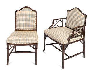 A Set of Ten Brighton Pavilion Style Faux Bamboo Dining Chairs
Height 36 inches.