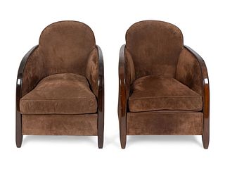 A Pair of Art Deco Rosewood Armchairs Attributed to Pierre-Paul Montagnac