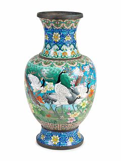 A Monumental  Chinese Cloisonne Vase
Height 30 inches.