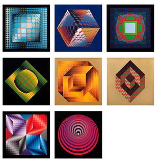 VICTOR VASARELY, Vasarely Progressions, Unsigned, Digital print, in binder w/o print number, Pieces: 8