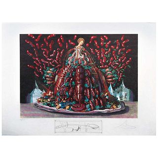 SALVADOR DALÍ, The Cannibalism Of Autumn (Les Dîners De Gala),1971, Signed, Lithography and engraving CXX / CLXXXV, 18.8 x 22.4" (48 x 57 cm)