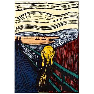 ANDY WARHOL, IIIA.58 (e): The scream (After Munch), Stamp on back, Serigraph 75 / 1500, 35.4 x 25.1" (90 x 64 cm), Certificate
