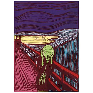 ANDY WARHOL, IIIA.58 (d): The scream (After Munch), Stamp on back, Serigraph 75 / 1500, 35.4 x 25.1" (90 x 64 cm), Certificate
