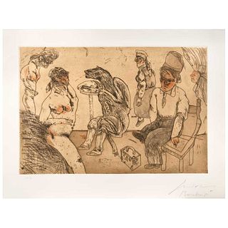 JOSÉ LUIS CUEVAS, Autorretrato Blanes, Signed and dated Barcelona 81, Etching and aquatint on print H. e. 6/15, 16.7 x 24.8" (42.5 x 63 cm)