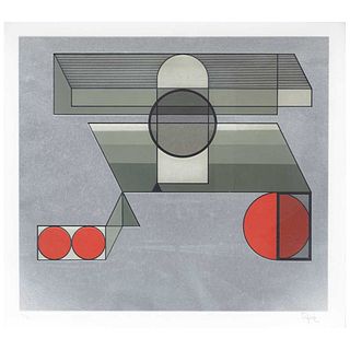 MANUEL FELGUÉREZ, Untitled, from the binder Diferencia y Continuidad, Signed, Serigraph P. / A., 12 x 13.4" (30.5 x 34.2 cm)