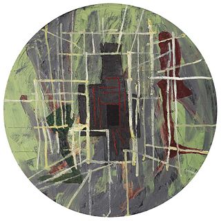 ALBERTO CASTRO LEÑERO, Puerta negra, Signed and dated 2013 on frame, Oil on canvas, 23.6" (60 cm) in diameter, Certificate