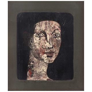 GUILLERMO CENICEROS, Retrato de dama joven, from the series Signos del tiempo, Signed, Acrylic on linen, 27.5 x 23.6" (70 x 60 cm)