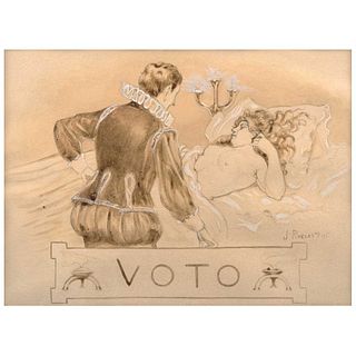 JULIO RUELAS, Illustration for the poem "Voto", Signed and dated 901, Ink, gouache, graphite pencil on paper, 7.4 x 10" (19 x 25.5 cm), Document