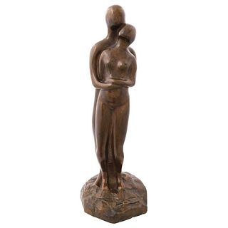 CAROL MILLER, La pareja V, Signed and dated 72, Bronze sculpture, 24.8 x 9.4 x 9.8" (63 x 24 x 25 cm)