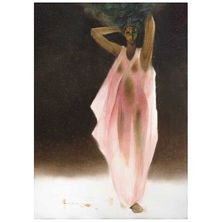 GUILLERMO MEZA, Untitled, Signed with monogram and dated 1984, Pastels and gold leaf on paper, 27.1 x 19.2" (69 x 49 cm)