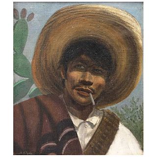 ALFONSO X. PEÑA, Retrato, Signed, Oil on canvas on masonite, 23.6 x 20.4" (60 x 52 cm), Certificate