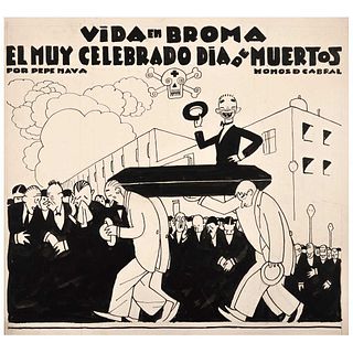 ERNESTO EL CHANGO GARCÍA CABRAL, Vida en broma, El muy celebrado Día de Muertos, Unsigned, Ink on paper, 9 x 10.2" (23 x 26 cm)