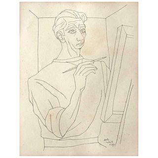 CARLOS OROZCO ROMERO, Boceto para autorretrato, Unsigned, dated 1949, Ink on paper, 13.9 x 10.8" (35.5 x 27.5 cm)