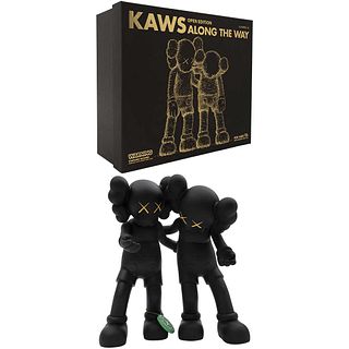 KAWS,Along the way, black, Sealed with signature and date 19 on base, Vinyl sculptures, Pieces: 2 in box