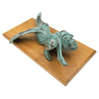 JOSÉ LUIS CUEVAS, Animal marino, Signed and dated 2002, Bronze sculpture 6 / 6 on wooden base, 8.8 x 24.1 x 12.9" (22.5 x 61.4 x 33 cm), Certificate