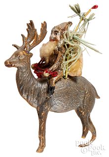 Dresden Santa's elf & reindeer Christmas ornament