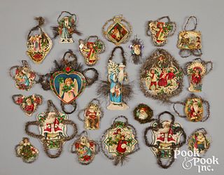 Victorian scrap and tinsel Christmas ornaments