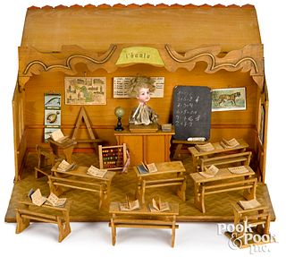 French schoolhouse musical automaton diorama