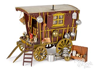 Folk art wood huckster wagon