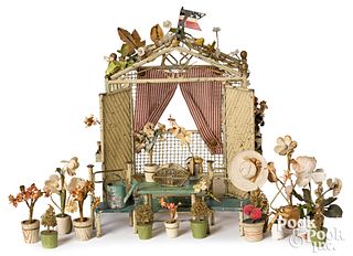 German painted tin dollhouse green house