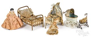 Group of miniature dollhouse furniture