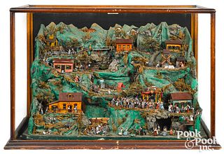 Large animated putz-type mountain village diorama
