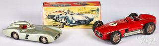 Two JNF Western Germany tin friction race cars