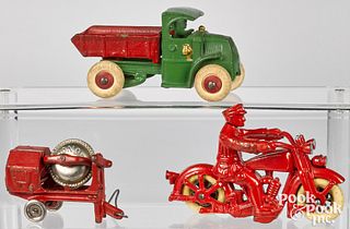 Three Hubley cast iron toys