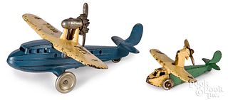 Two Kilgore cast iron Sea Gull airplanes