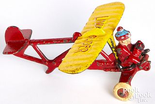 Hubley cast iron Lindy Flyer airplane