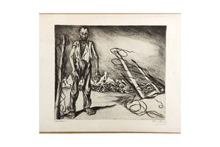 Friedlander, Issac (1890-1968). "Whither". Grabado en aguafuerte 27.7 x 32.5 cm., firmado a lápiz, ca. 1945.