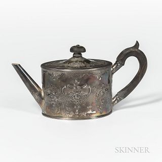 George III Sterling Silver Teapot, London, 1787-88, Henry Chawner, maker, ht. 5 1/2 in., approx. 12.3 troy oz.