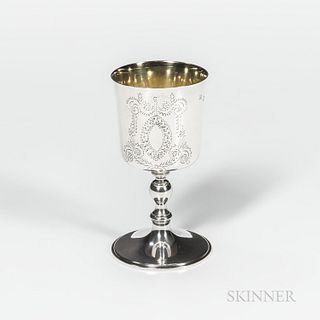 Irish Sterling Silver Goblet, Dublin, 1970-71, Royal Irish Silver Co., maker, also marked "S.C.&L. Co.," monogrammed to underside, ht.
