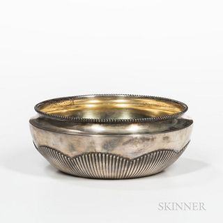 German .800 Silver Bowl, late 19th/early 20th century, maker's mark "O.S," dia. 9 in., approx. 15.5 troy oz.