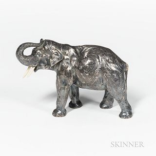 German .800 Silver Elephant, Hanau, late 19th/early 20th century, George Roth, maker, with a removable head, ht. 5 3/4 in., approx. 17.