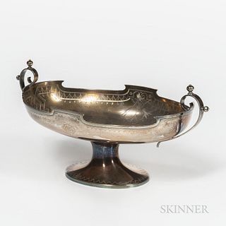 Ford & Tupper Sterling Silver Center Bowl, New York, c. 1870, monogrammed, ht. 6, lg. 12 3/4 in., approx. 17.2 troy oz.