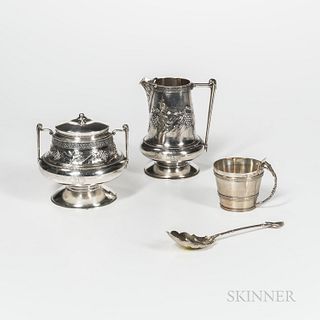 Four Pieces of Gorham Sterling Silver Tableware, Rhode Island, last quarter 19th century, each monogrammed or engraved, comprising a cr